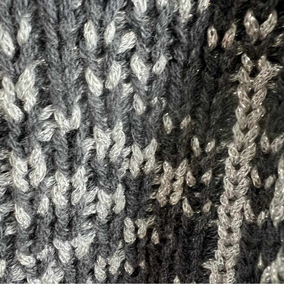 NWT! Talbots Mid Length Wool Blend Chunky Knit Geometric Gray Metallic Thread - Picture 3 of 12